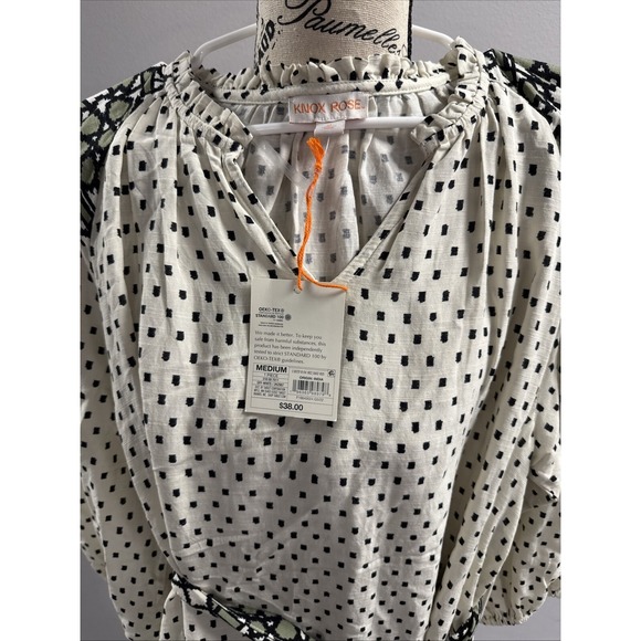 Women's 3/4 Sleeve‎ A- Line Dress - Knox Rose Cream Polka Dots Size - Medium - Picture 2 of 4